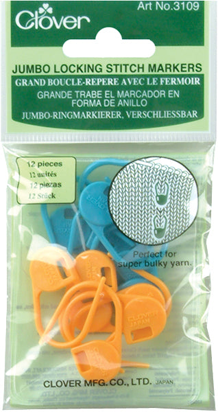 Clover Jumbo Locking Stitch Markers 12/Pkg