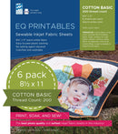 EQ Inkjet Printable Cotton Basic Fabric Sheets 8.5"X11" 6/Pkg*