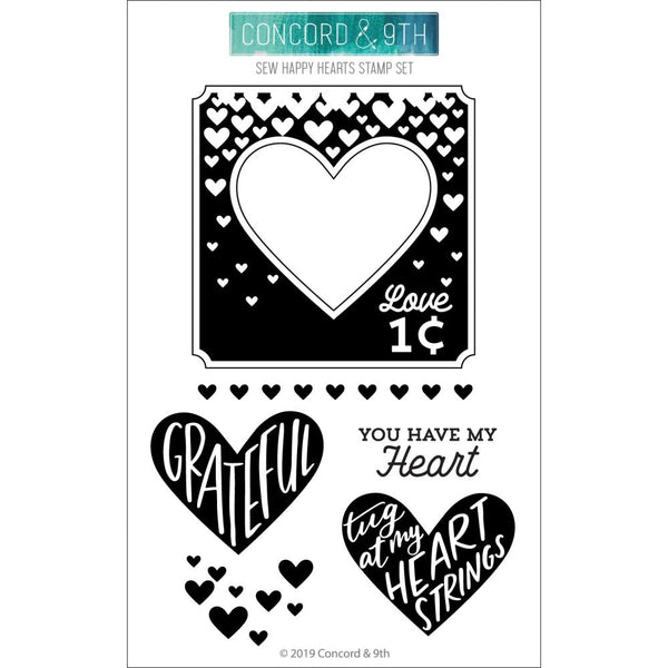 Concord & 9th Clear Stamps 4in x 6in - Sew Happy Hearts*
