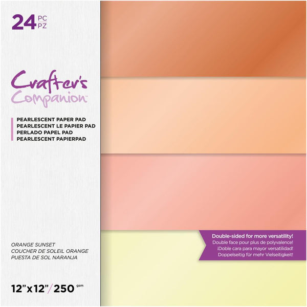 Crafter's Companion Pearl Paper Pad 12"x 12" 24 pack  Orange Sunset*