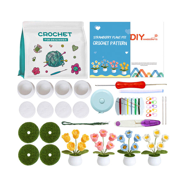 Poppy Crafts Learn to Crochet Kit  #12 - Potted Flowers*