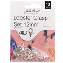 John Bead Lobster Clasp Set 12mm 10 pack Silver*