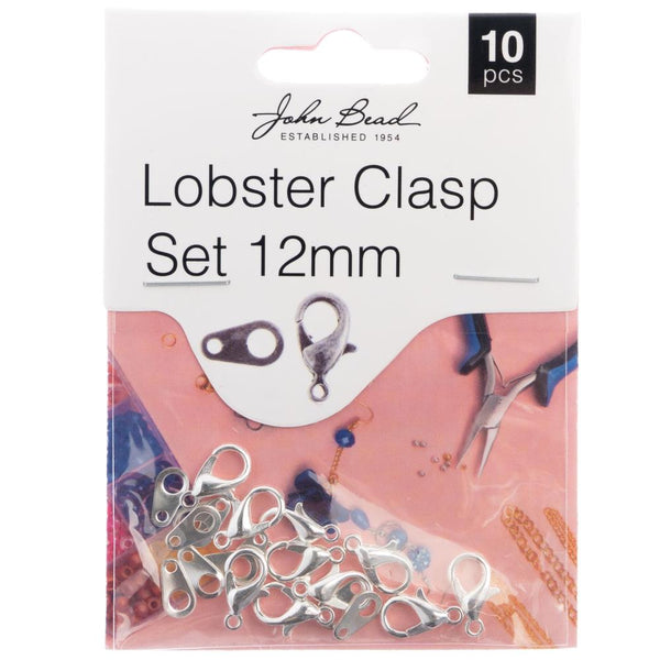 John Bead Lobster Clasp Set 12mm 10 pack  Silver