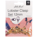 John Bead Lobster Clasp Set 12mm 10 pack Gold*