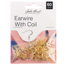 John Bead Earwire with Coil 60 pack Gold*