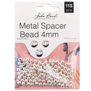 John Bead Metal Spacer Bead 4mm 115 pack Silver*