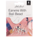 John Bead Earwire w/ Bali Bead 8 pack Silver*