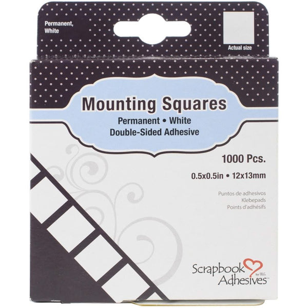 Scrapbook Adhesives - Mounting Squares 1000 pack - Permanent, White, .5in X .5in