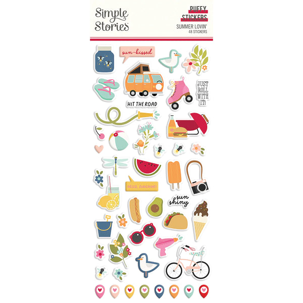Simple Stories Summer Lovin' Puffy Stickers 48 pack*
