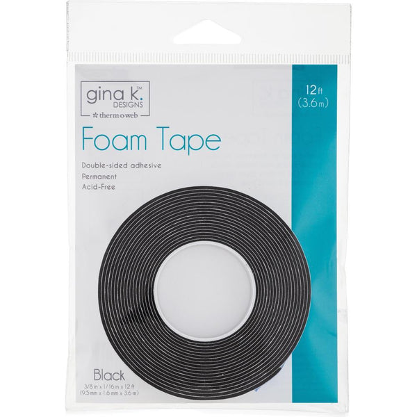 Gina K Designs Foam Tape 3/8inch X12ft - Black