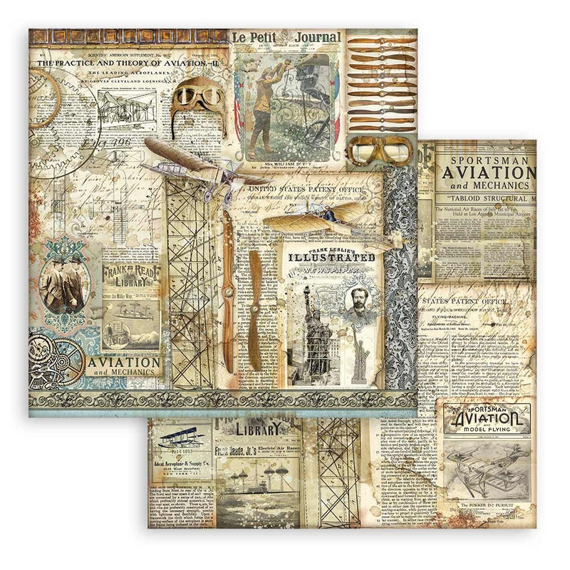 Stamperia Backgrounds Double-Sided Paper Pad 8"X8" 10 pack - Sir Vagabond Aviator, 10 Designs/1 Each
