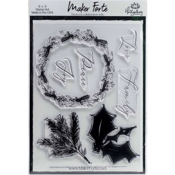 Maker Forte Clear Stamps By Hedgehog Hollow 6"X8" - Modern Christmas Watercolours*