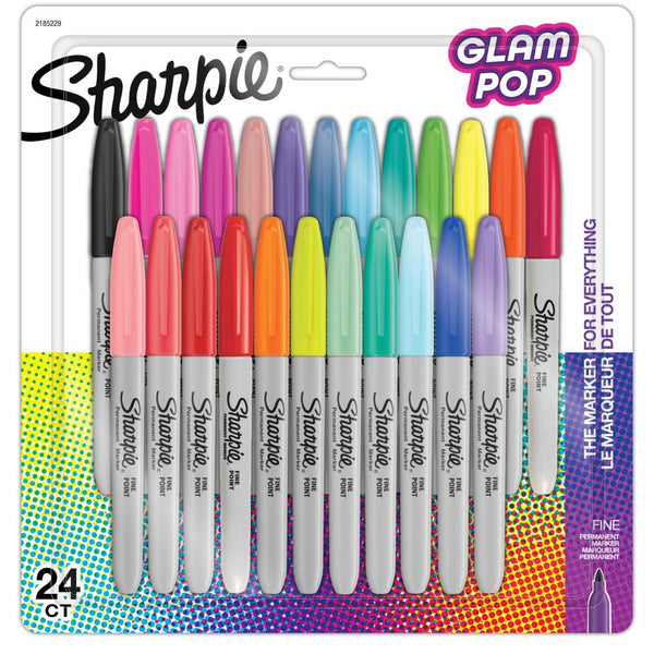 Sharpie Glam Pop Fine Point Permanent Markers 24 pack  Assorted*