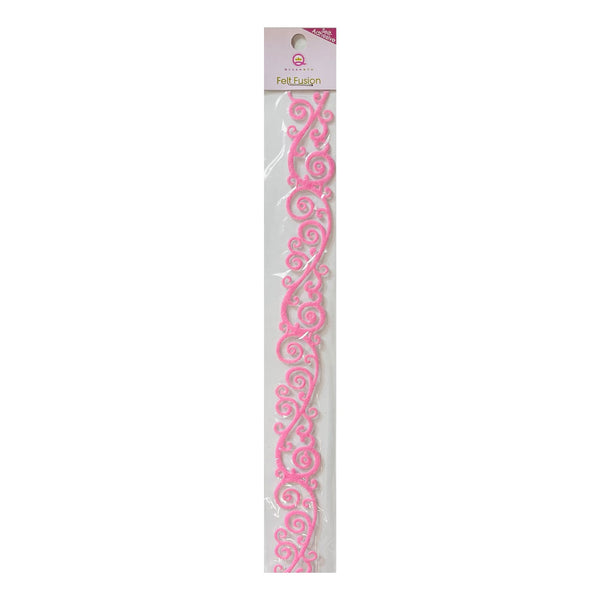 Queen & Co 12" Self-Adhesive Felt Fusion - Classic Scroll - Pink