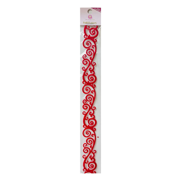 Queen & Co 12" Self-Adhesive Felt Fusion - Classic Scroll - Red