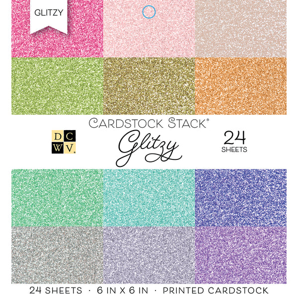 DCWV Mat Stack Glitzy - Cardstock stack 6"x 6", 24 sheets