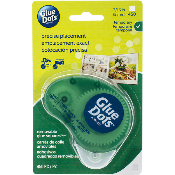 Glue Dots Non-Refillable Runner Removable Squares .1875 inch 450 pack