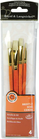 Royal Brush Bristle Value Pack Brush Set Flat 4 pack*