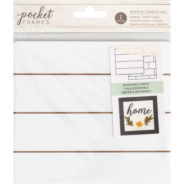 American Crafts Pocket Frames Reversible Insert 6 inch X5.5 inch Shiplap/Brick