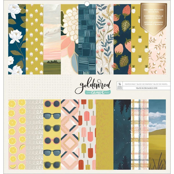 1Canoe2 - Single-Sided Paper Pad 12inch X12inch 36 pack - Goldenrod with Gold Foil