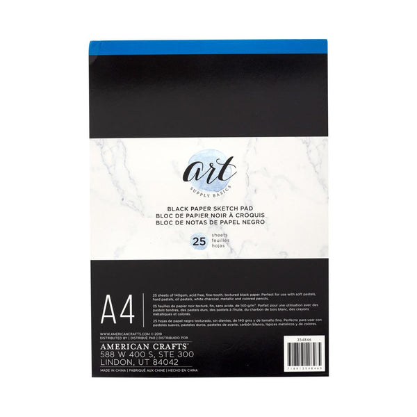 American Crafts Art Supply Basics A4 Sketch Pad - Black, 25 Sheets*