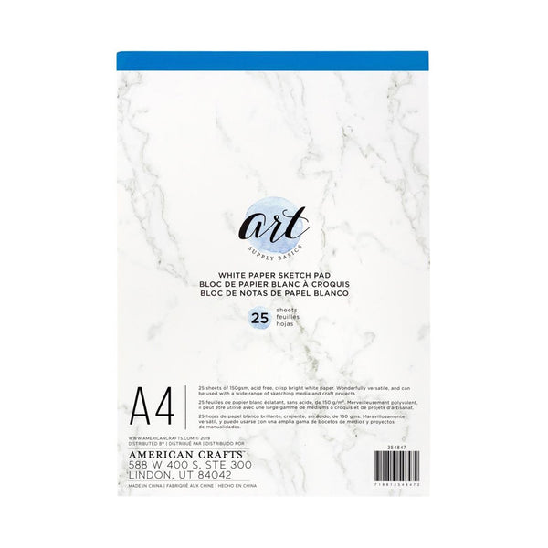 American Crafts Art Supply Basics A4 Sketch Pad - White, 25 Sheets