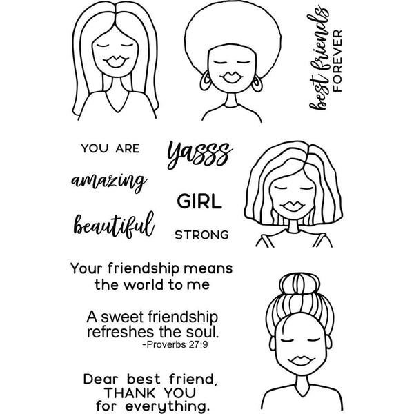 Janes Doodles Clear Stamps 4"x6" - Girlfriend*