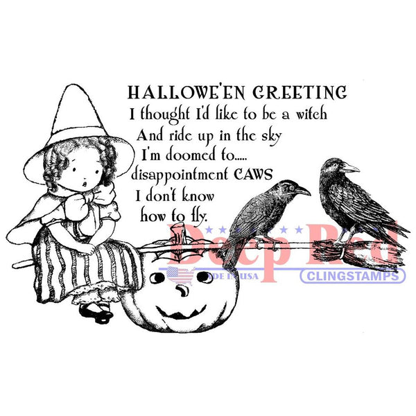 Deep Red Cling Stamp 3.2in x 2.1in - Little Witch*