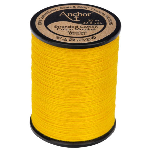 Anchor 6-Strand Embroidery Floss Spool 32.8yd - Canary Yellow Dark