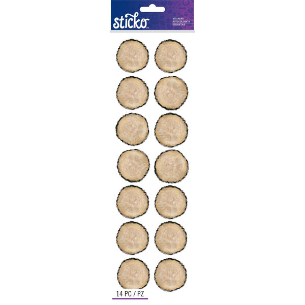 Sticko Stickers - Woodgrain Round Labels
