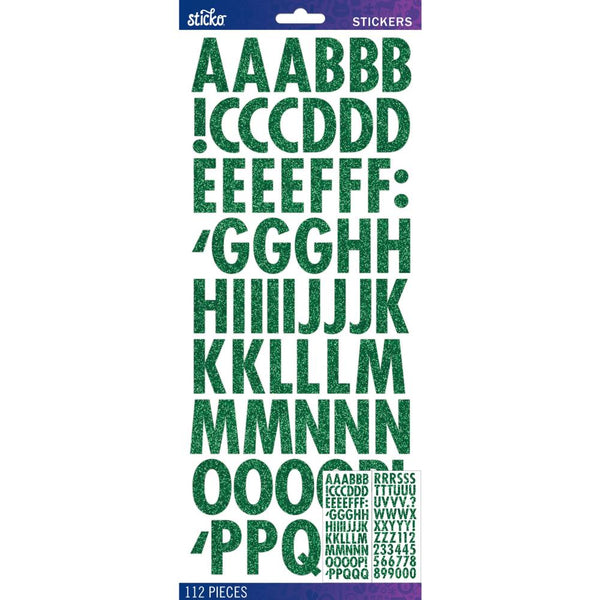 Sticko Alphabet Stickers - Green Futura Glitter*