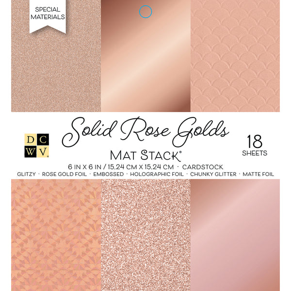 DCWV Cardstock Stack 6 inch X6 inch 18 pack Solid Rose Golds with Specialty Finishes