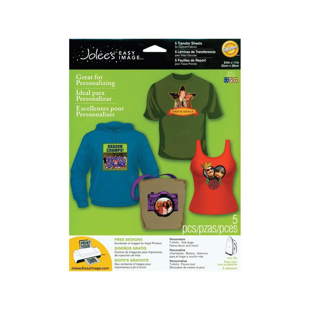 Jolee's Easy Image Transfer Sheets 8.5"X11" 5 Pack - For Dark Fabrics ...