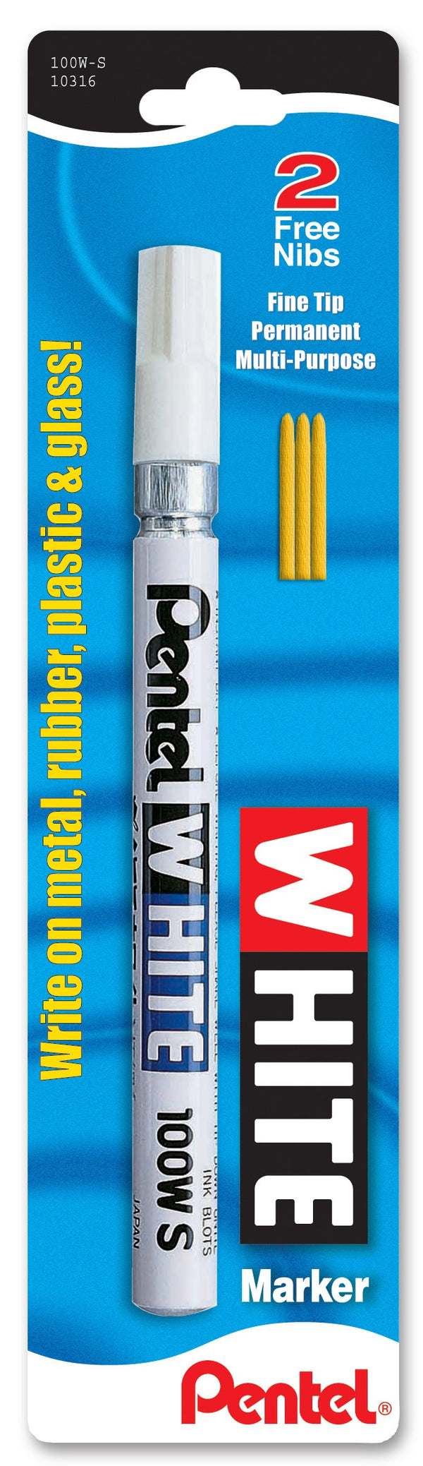 Pentel Arts Permanent Ink Marker W/Fine Point - White*