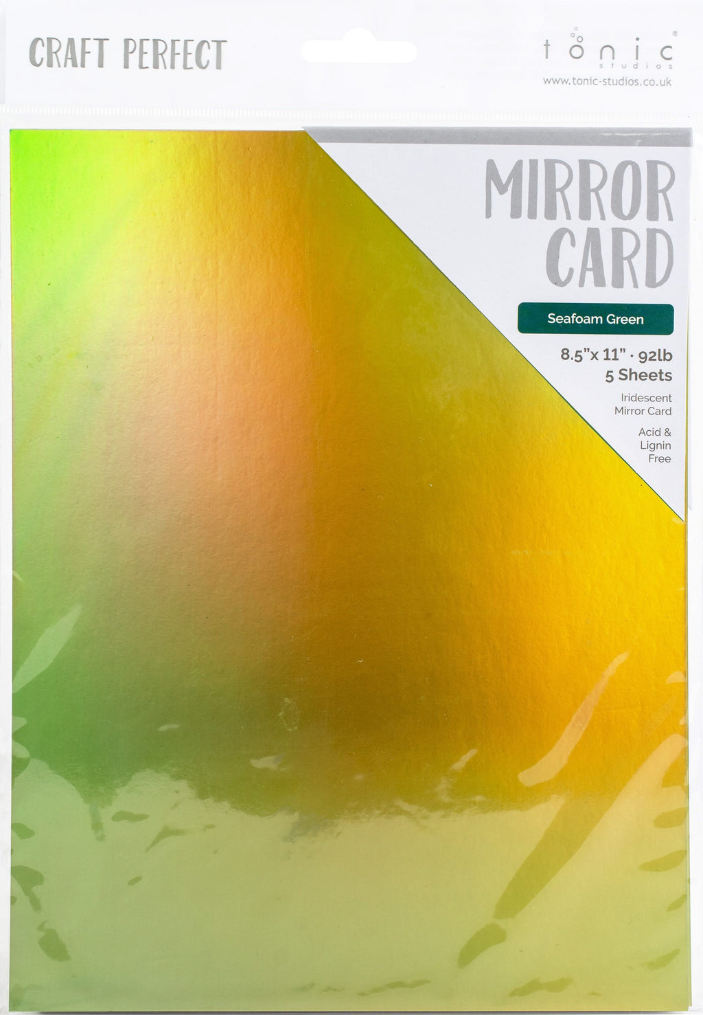 Craft Perfect Mirror Cardstock 92lb 8.5"X11" 5/Pkg Iridescent Seafoam