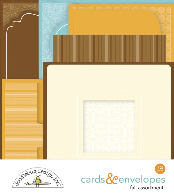 Doodlebug Cards & Envelopes 12/Pkg - Pumpkin Spice, 6 Cards/6 Envelopes