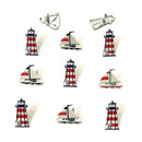 Eyelet Outlet Shape Brads 12/Pkg - Boat & Lighthouse