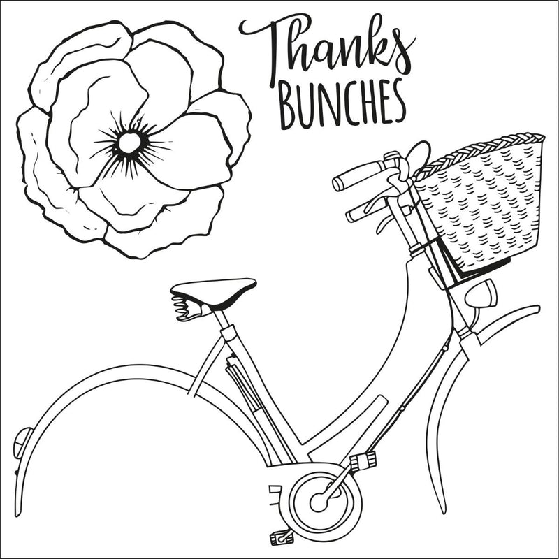 Sizzix Framelits Die & Stamp Set By Jen Long 4/Pkg - Thankful Bicycle