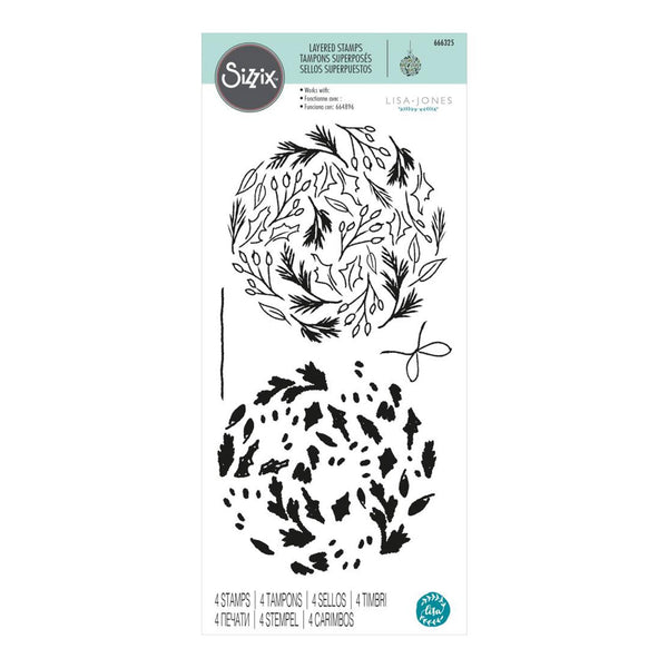 Sizzix Layered Clear Stamps By Lisa Jones - Leafy Ornament