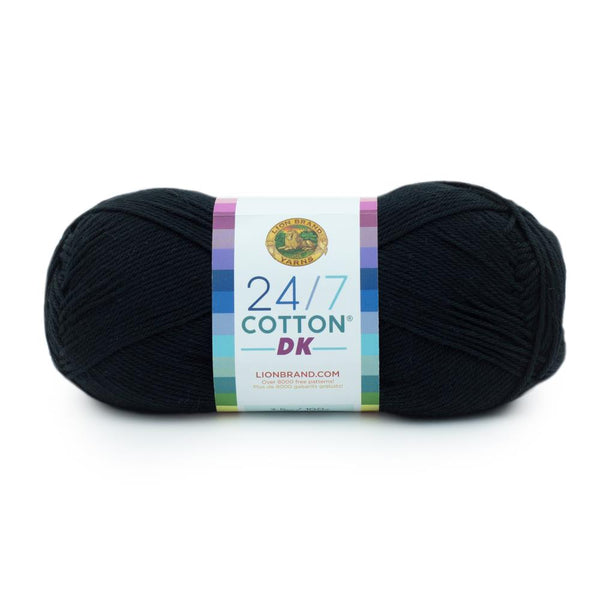 Lion Brand 24/7 Cotton DK Yarn - Caviar