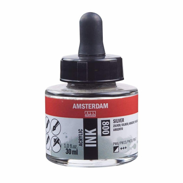 800 - Talens Amsterdam Acrylic Ink 30ml - Silver