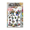 Sheet of decorative stamps with cartoon character and festive elements, featuring 'Aall & Create' branding.