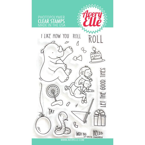 Avery Elle Clear Stamp Set 4in x 6in - Unicycle*