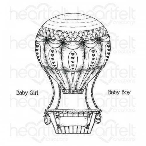 Heartfelt Creations Cling Rubber Stamp Set - Baby's Air Balloon, Tender Moments