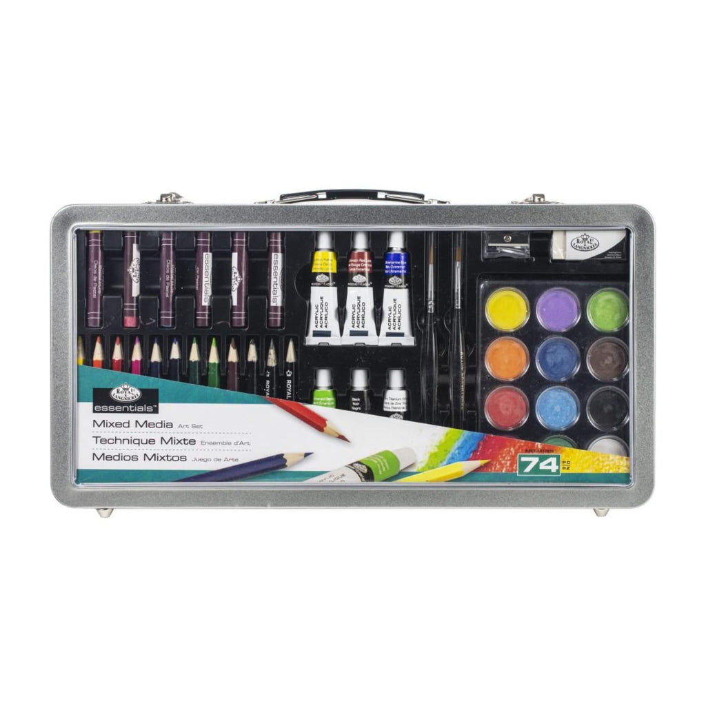 Royal Brush essentials Mixed Media Art Set In Metal Case 74 pack