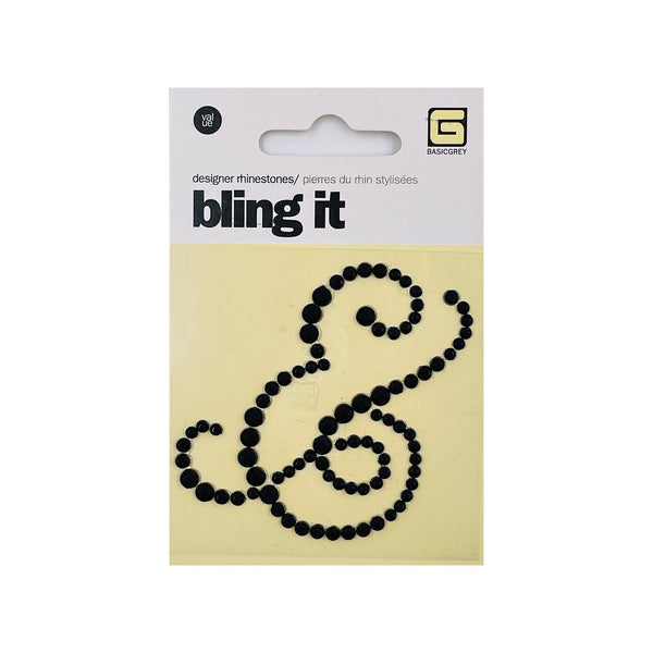 Basic Grey Bling it Collection - Self-Adhesive Designer Rhinestones - Black Ampersand