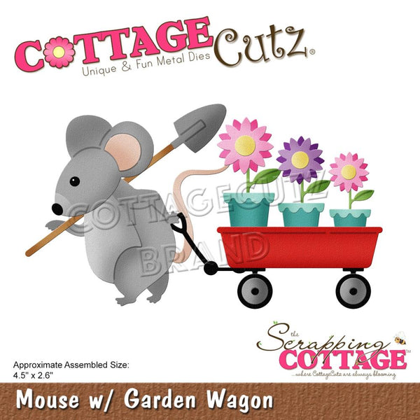 CottageCutz Elites Die - Mouse with Garden Wagon 4.5in x 2.6in*