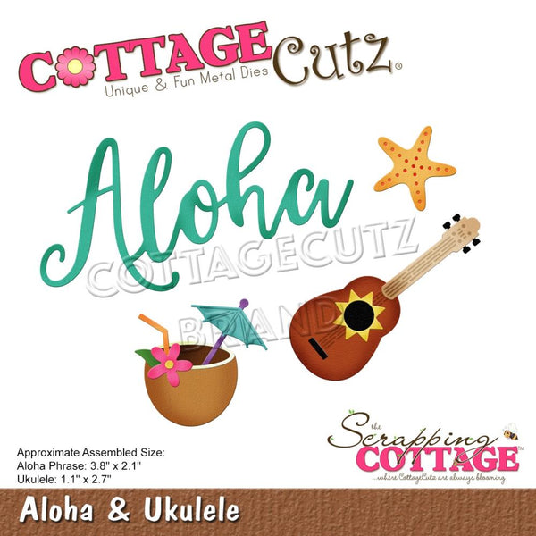 CottageCutz Dies - Aloha 3.8in X2.1in, Ukulele 1.1in X2.7in*