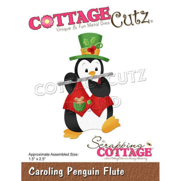CottageCutz Dies - Carolling Penguin Flute 1.5in x 2.5in