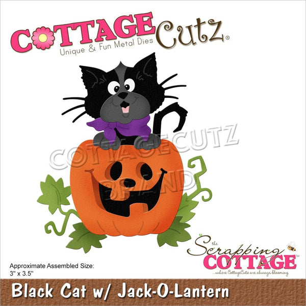 CottageCutz Dies - Black Cat with Jack-O-Lantern 3in x 3.5in